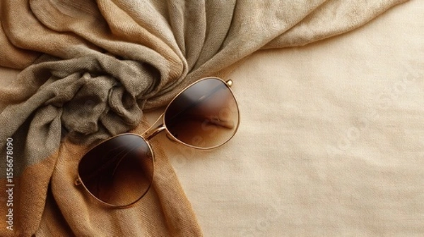 Obraz Stylish Sunglasses And Scarf Display
