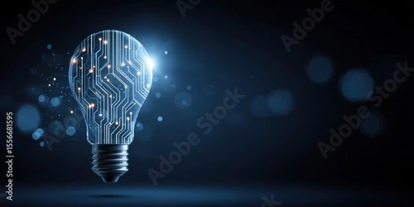 Obraz Digital Lightbulb Concept Elegant Banner Background 