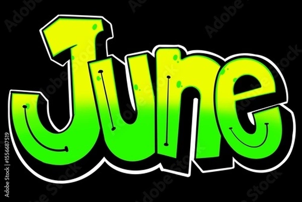 Fototapeta illustration of June, June letter with unique simple graffiti pattern and bright colors