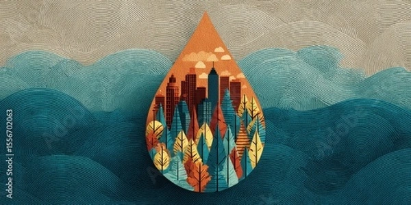 Obraz Abstract Cityscape In Water Drop