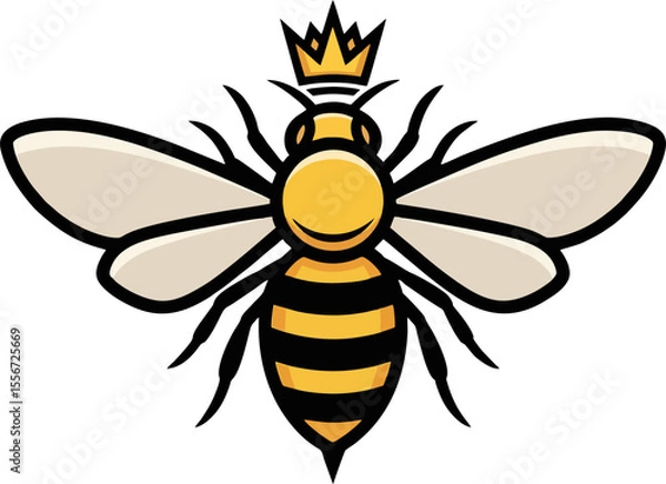 Obraz Minimalist Queen Bee Vector Logo – Simple Royal Insect Design with Crown