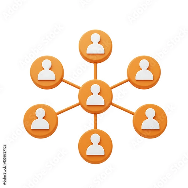 Fototapeta Minimalist 3D Rendering Network People Connection Communication Relationship Organization Chart