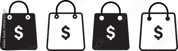 Fototapeta Adobe Ishopping bag with dollar icon set.shopping bag icon,purchasing power financial,bag icon for illustration,
llustrator Artwork