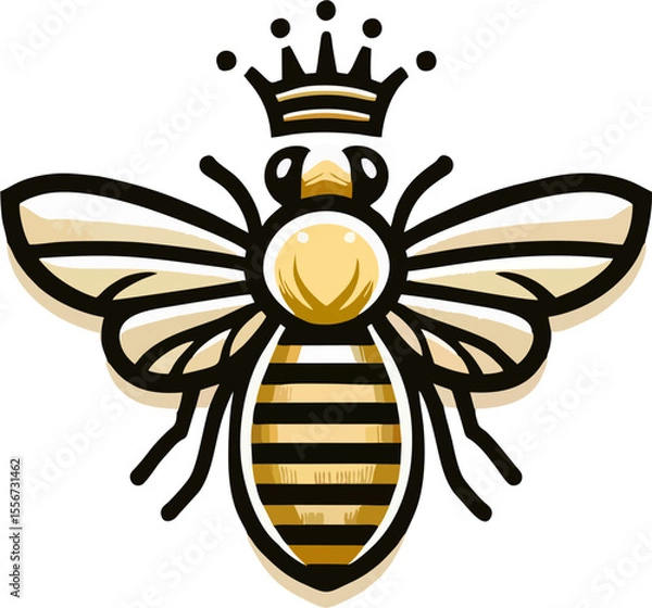 Obraz Elegant Queen Bee Vector Logo – Royal Insect with Crown in Vintage Style