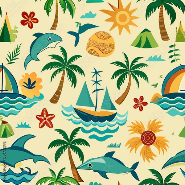 Fototapeta Colorful Summer Seamless Pattern