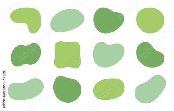 Fototapeta Natural Green Fluid Shapes – Organic Blob Vector Elements Set

