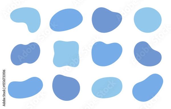 Fototapeta Cool Blue Fluid Shapes – Soft Abstract Blob Elements for Design

