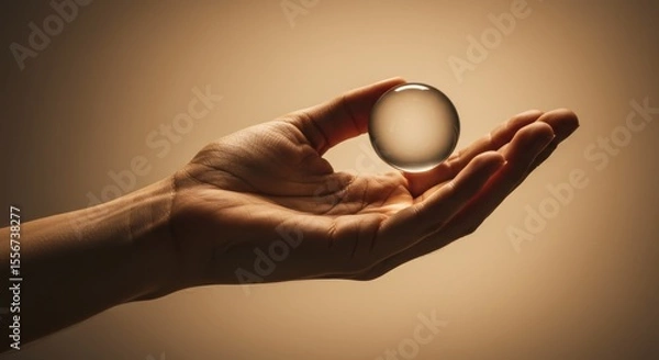 Obraz Cupped hand posed as if holding a round object, but empty