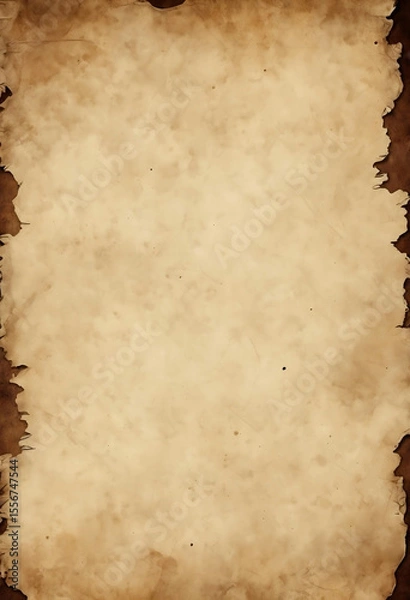 Fototapeta Aged Paper Texture Grunge Background with Burned Edges, Vintage Parchment