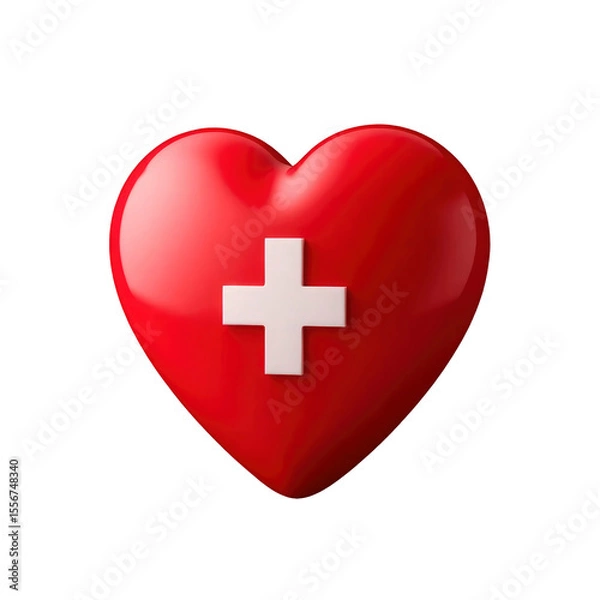 Fototapeta heart with plus with transparent background PNG and JPEG image	