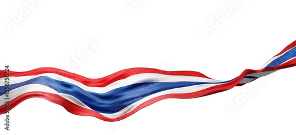 Fototapeta Thailand flag flying isolated on transparency background with copy space 3D render