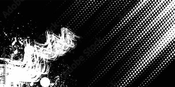 Fototapeta Abstract speed lines style blue color halftone banner design template.Dots halftone white blue color pattern gradient grunge texture background. Dots pop art comics sport style white and black