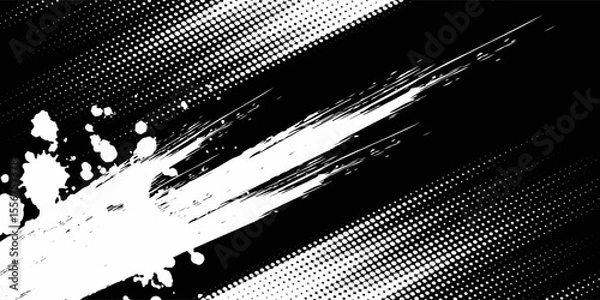 Fototapeta Abstract speed lines style blue color halftone banner design template.Dots halftone white blue color pattern gradient grunge texture background. Dots pop art comics sport style white and black