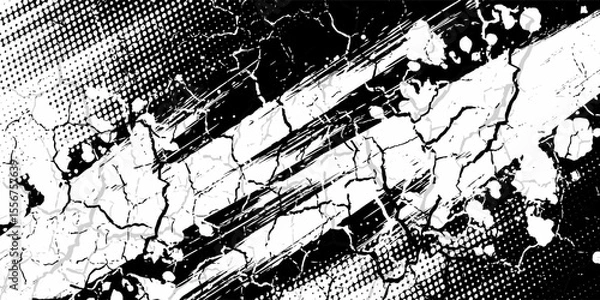 Fototapeta Halftone dots pattern white and black gradient grunge texture background. Pop art comic style vector illustration dots
