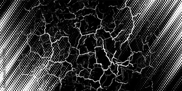 Fototapeta Halftone dots pattern white and black gradient grunge texture background. Pop art comic style vector illustration dots