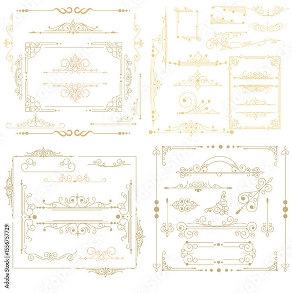 Obraz Ornament vintage design elements wedding card template dark symmetric	