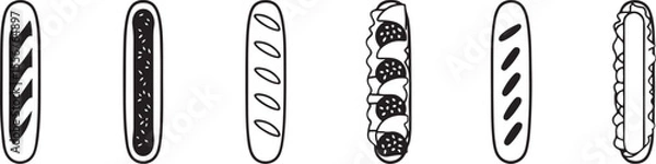 Fototapeta Simple Outline Bread and Filled Sandwich Graphics.