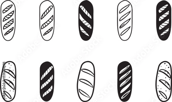 Fototapeta Simple Outline Bread and Filled Sandwich Graphics.