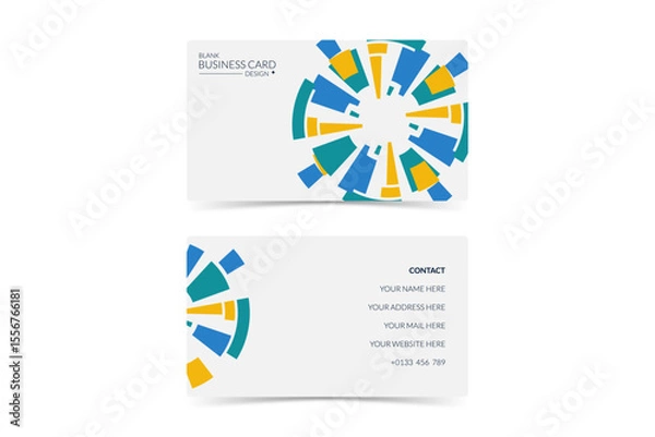Fototapeta blank white business card design template with colorful illustration