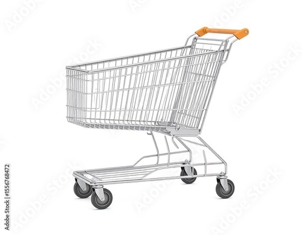 Obraz Shopping cart, metallic, side view