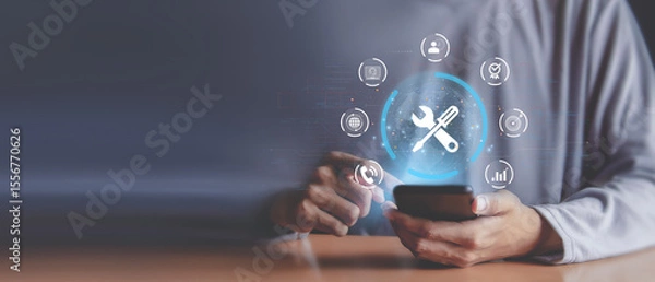 Fototapeta 24 hour 7 days business customer service time open online support service global