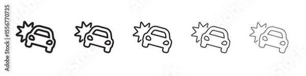 Fototapeta Car accident icon thin flat outline style vector sign