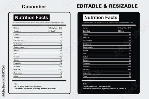 Obraz Nutrition Facts, Cucumber Nutrition Facts, Cucumber Nutrition, Cucumber Nutrition Facts Design, nutrition facts label