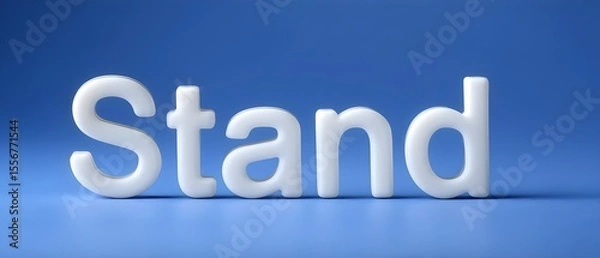 Fototapeta Stand word in bold white letters against a blue background