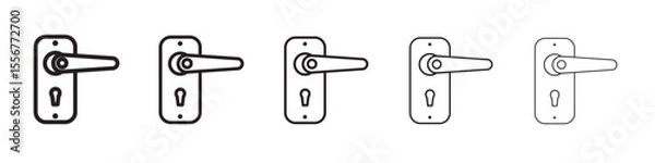Fototapeta Door knob icon thin flat outline style vector sign