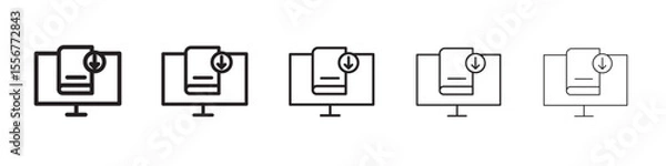 Fototapeta E book download icon thin flat outline style vector sign