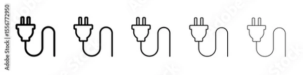 Fototapeta Electrical plug icon thin flat outline style vector sign