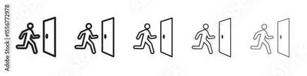 Fototapeta Emergency exit icon thin flat outline style vector sign