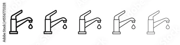 Fototapeta Faucet tap water icon thin flat outline style vector sign
