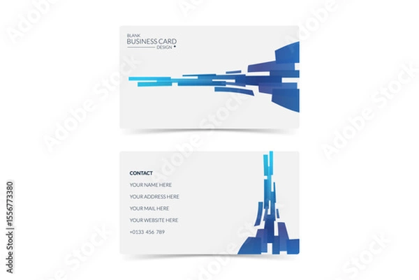 Fototapeta blank white business card design template with abstract blue gradient lines artwork