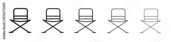 Fototapeta folding chair icon thin flat outline style vector sign