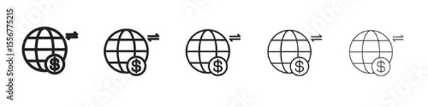 Fototapeta International money transfer icon thin flat outline style vector sign