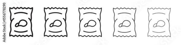 Fototapeta Potato chips Snacks bag icon thin flat outline style vector sign