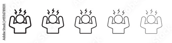 Fototapeta Stress icon thin flat outline style vector sign
