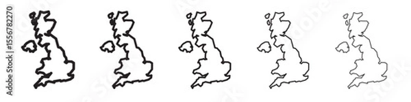 Fototapeta United Kingdom map icon thin flat outline style vector sign