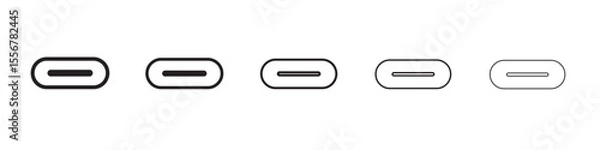 Fototapeta USB type c charger icon thin flat outline style vector sign