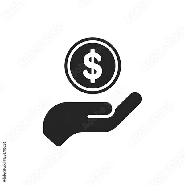 Fototapeta a hand holding dollar coin icon isolated on transparent background