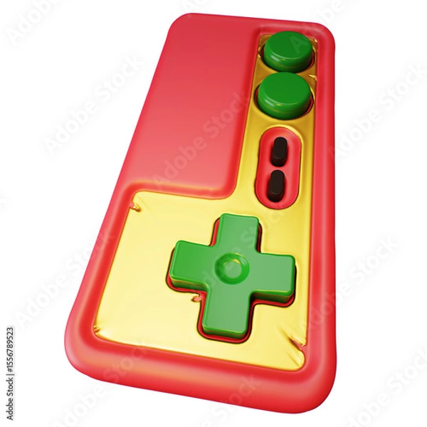 Obraz Retro gamepad joystick game controller. 3d render isolated on white background.