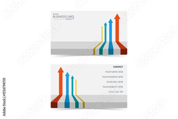 Fototapeta blank white business card design with simple arrow illustration