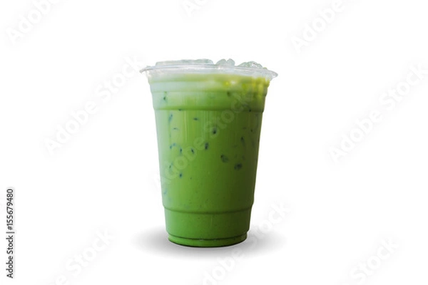 Obraz milk green tea isolated on white background
