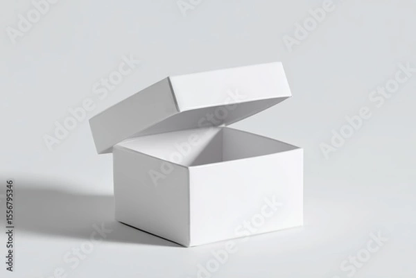Fototapeta White box mockup with removable lid showing branding inside, isolated background