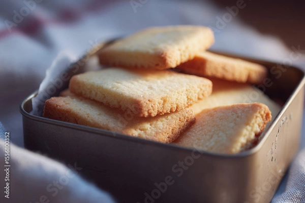 Obraz Scottish shortbread in rustic tin