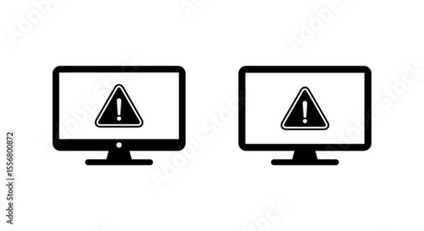 Fototapeta Computer error icon isolated on white background. Malware and virus alert symbol on PC screen