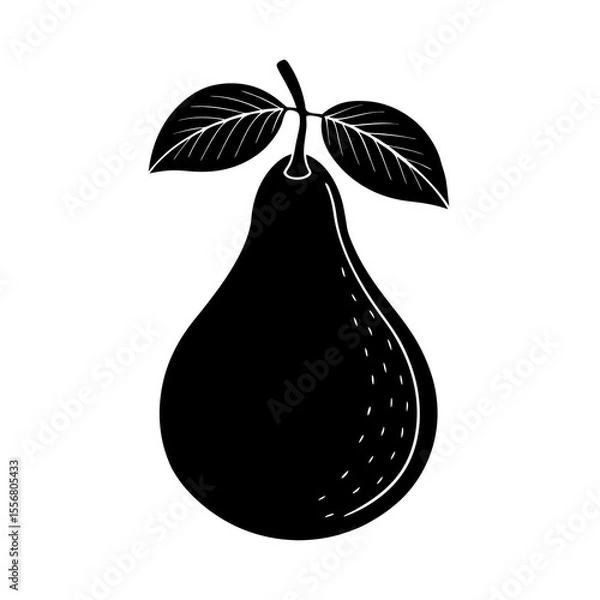 Fototapeta pear with leaves Silhouette with a transparent background