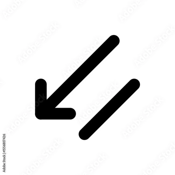 Obraz Black arrow pointing downwards next to a black line on a white background in a simple minimalistic style