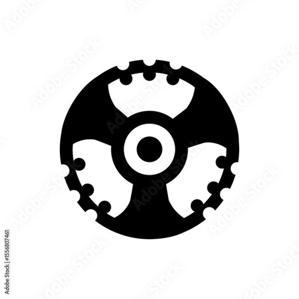 Obraz Abstract circular design with central ring and radial arms surrounded by smaller circular elements